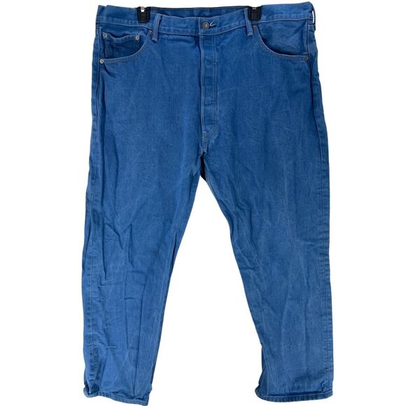 Levis 501 Jeans Mens Size 44 Blue High Rise Button Fly 100% Cotton Straight Leg - Picture 1 of 9